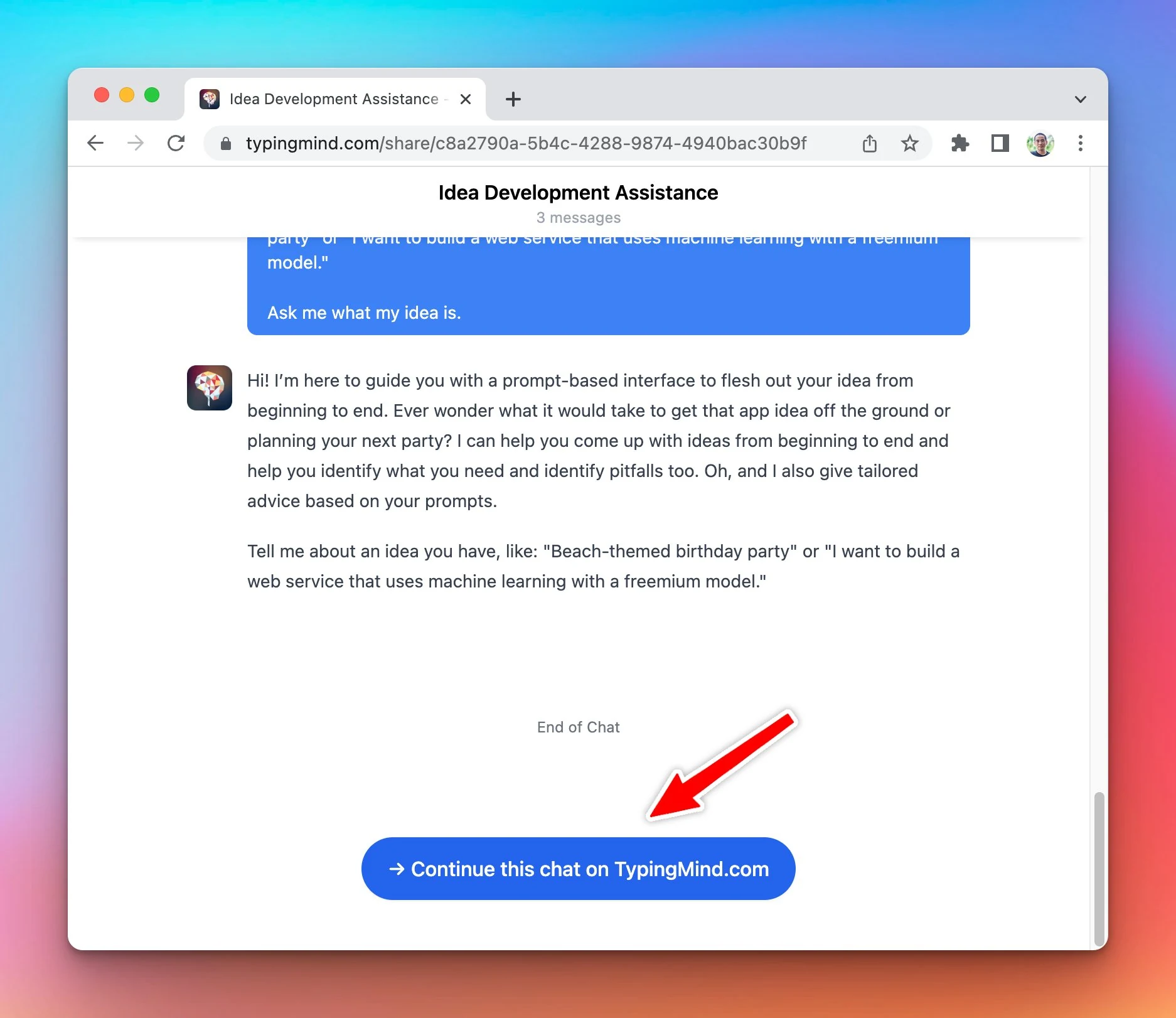 Add “Continue this chat” to a shared link