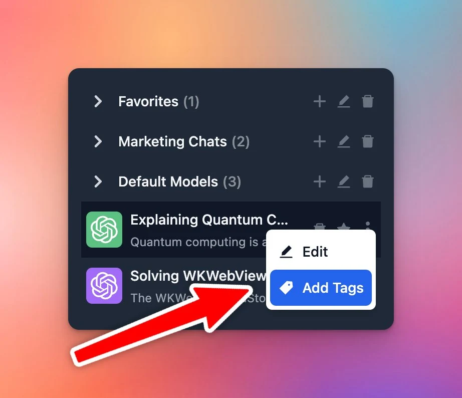 Add tags to your chats (screenshot 1 of 2)