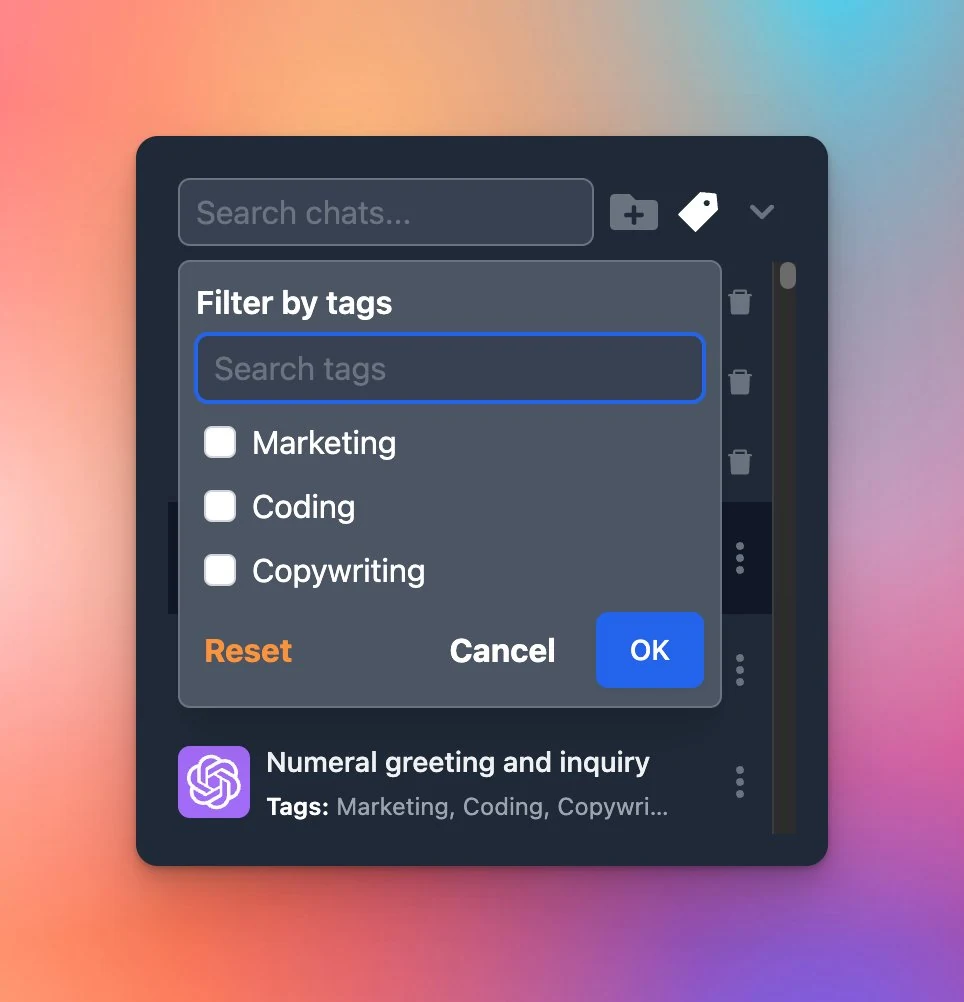 Add tags to your chats (screenshot 2 of 2)