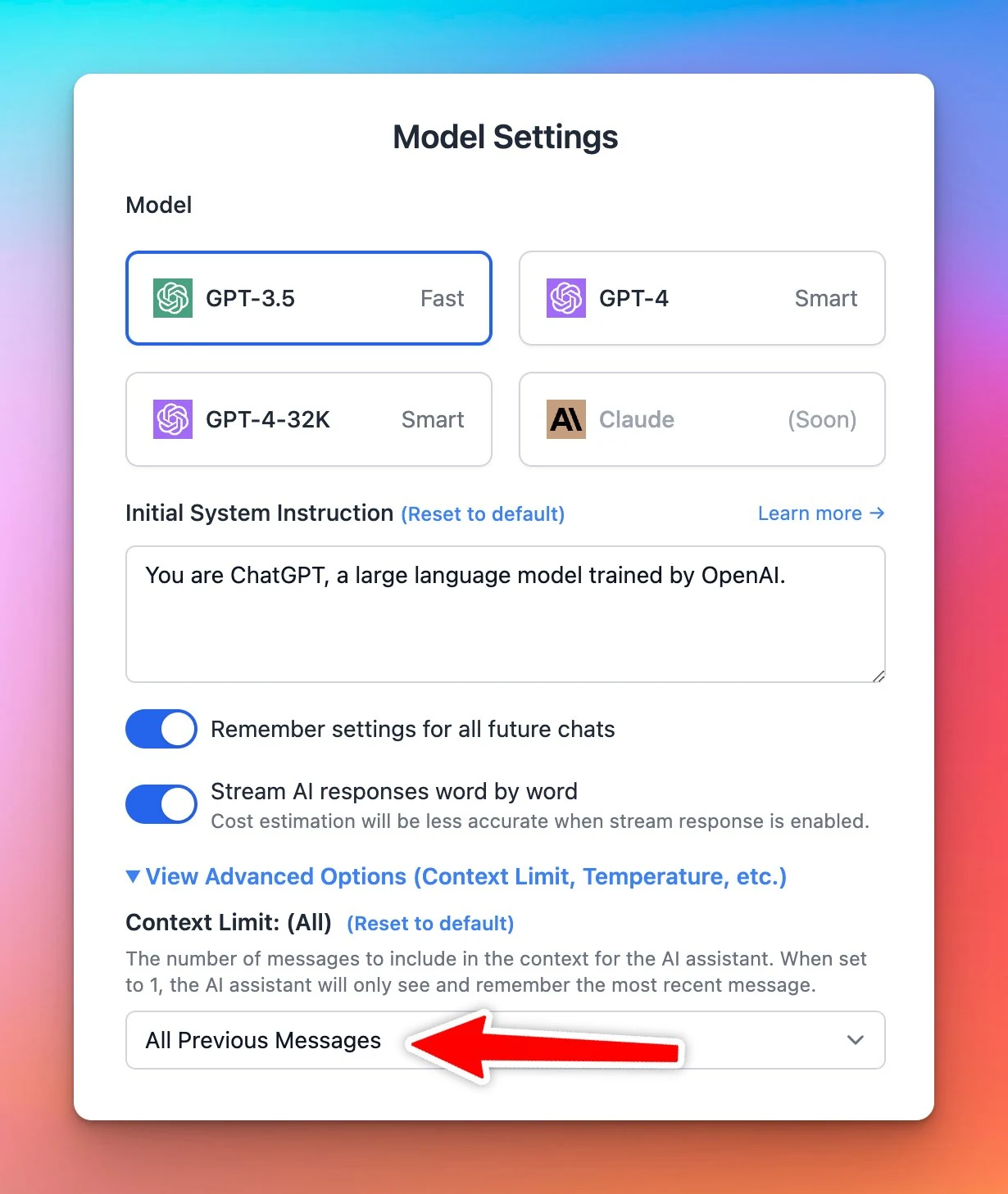 Added context limit