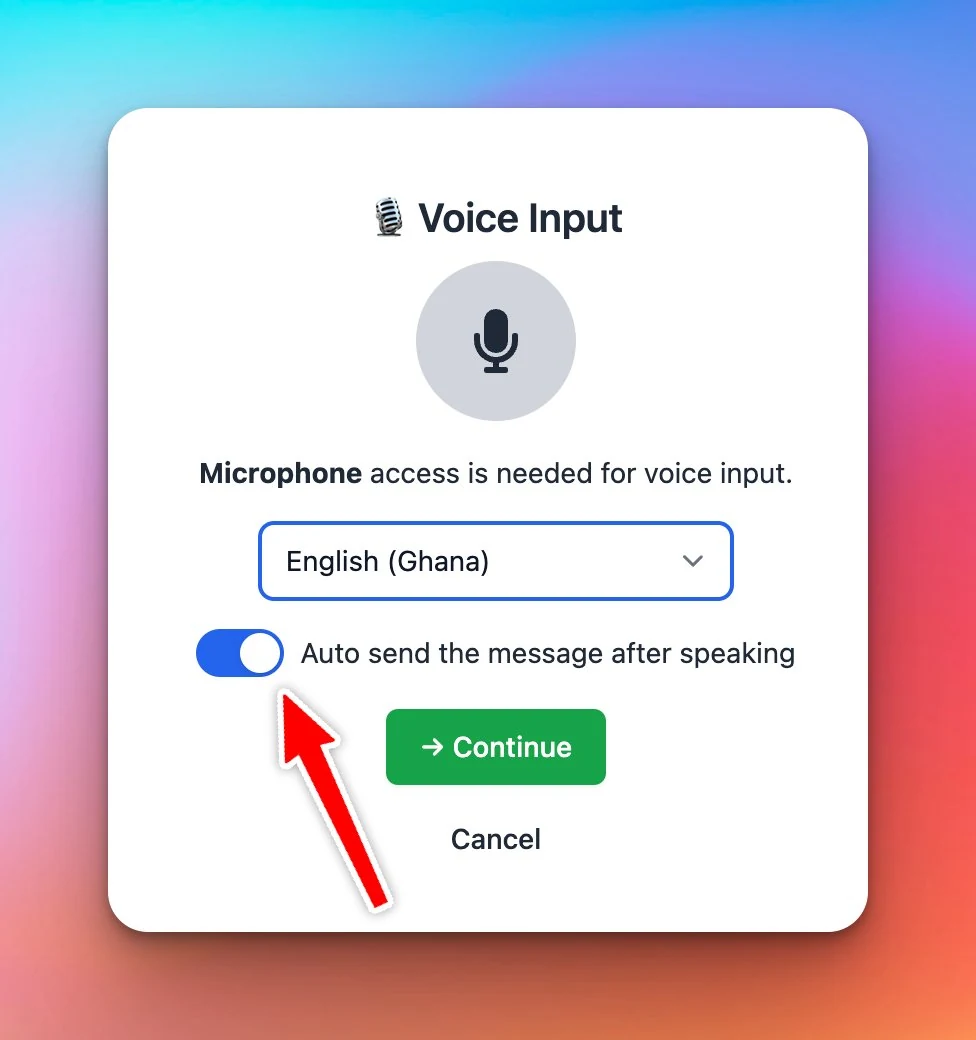 Auto send for voice input