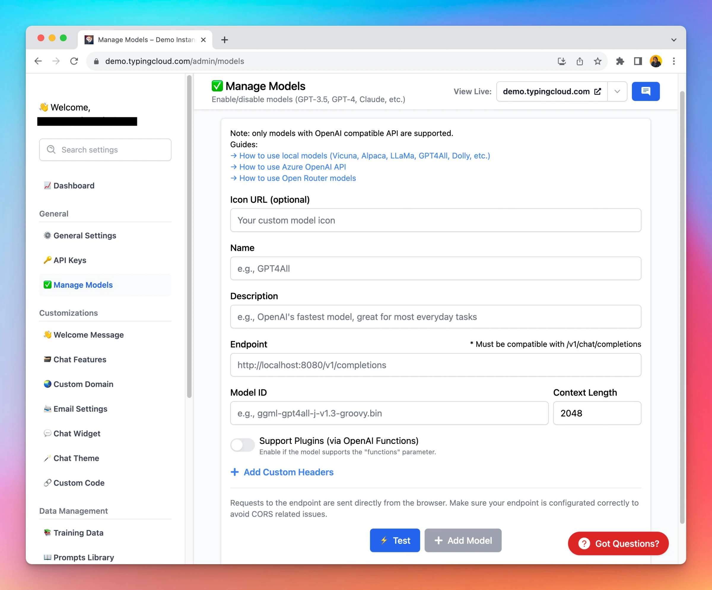 Custom model in Admin Panel (screenshot 2 of 2)