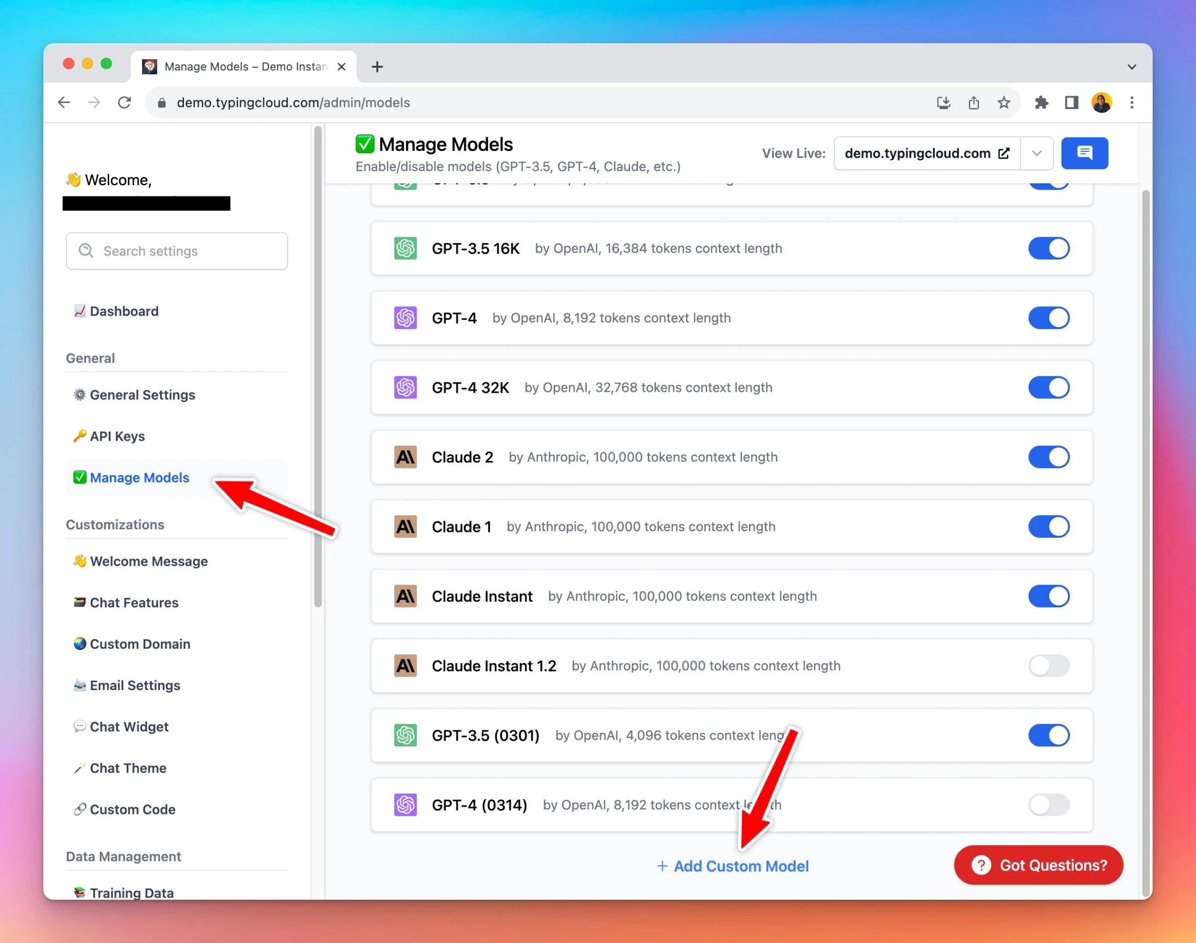Custom model in Admin Panel (screenshot 1 of 2)