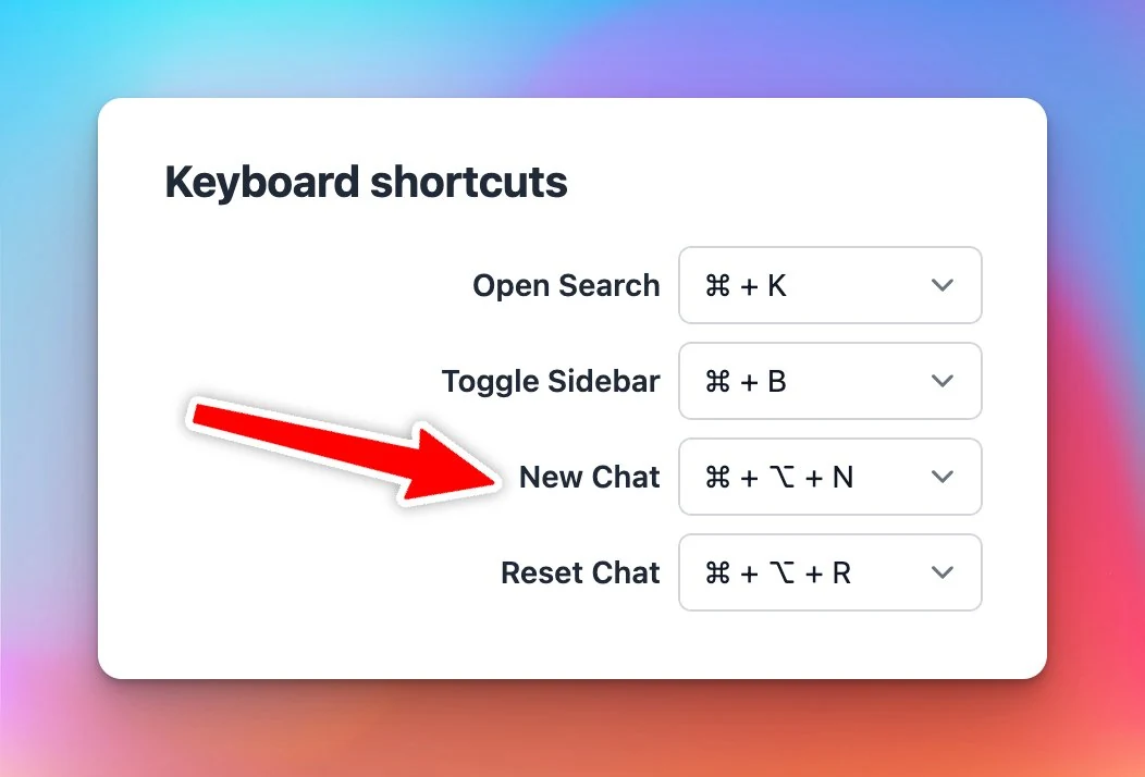 Keyboard shortcut for New chat