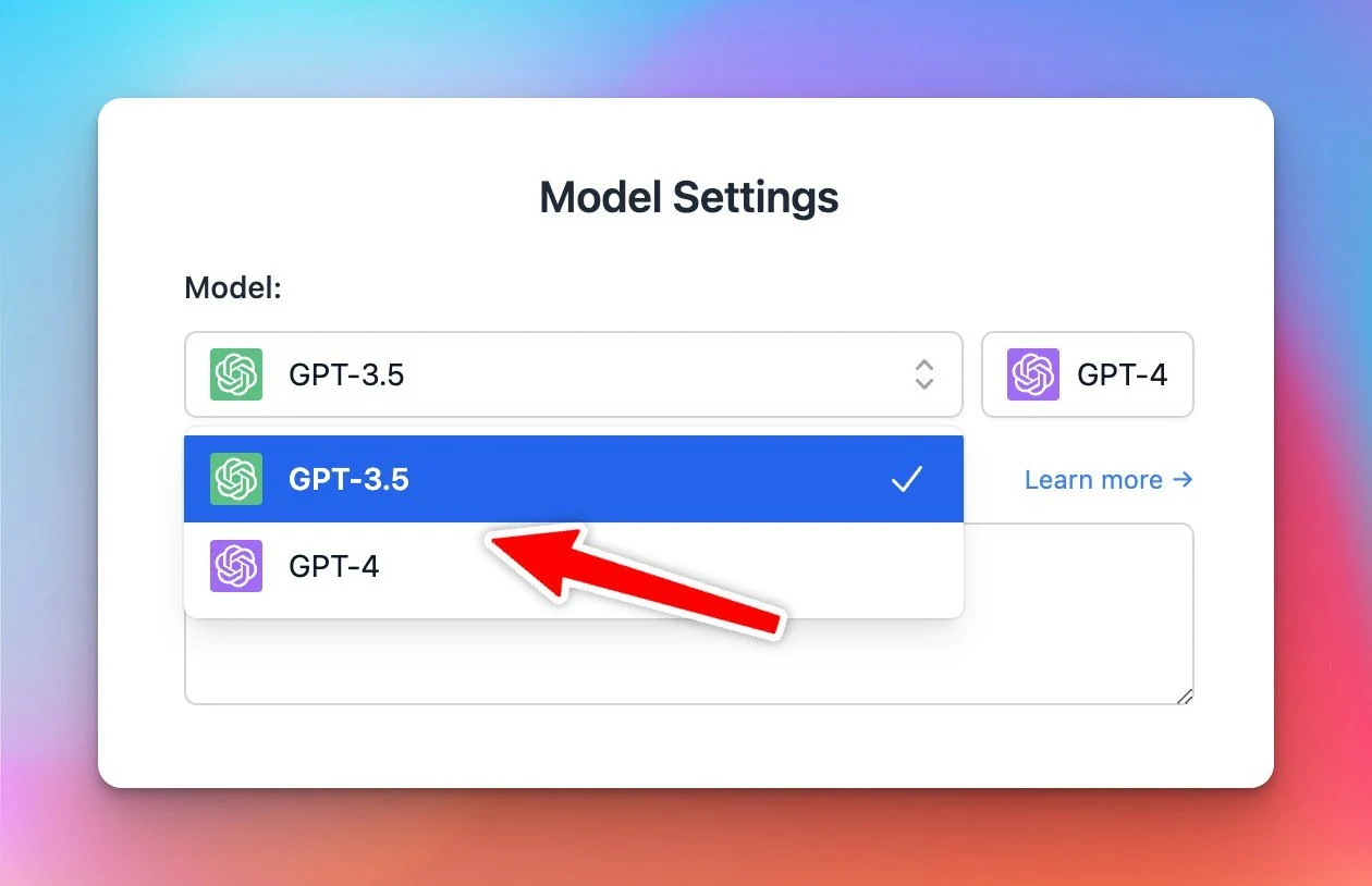 Select which model to enable for your users (screenshot 2 of 2)