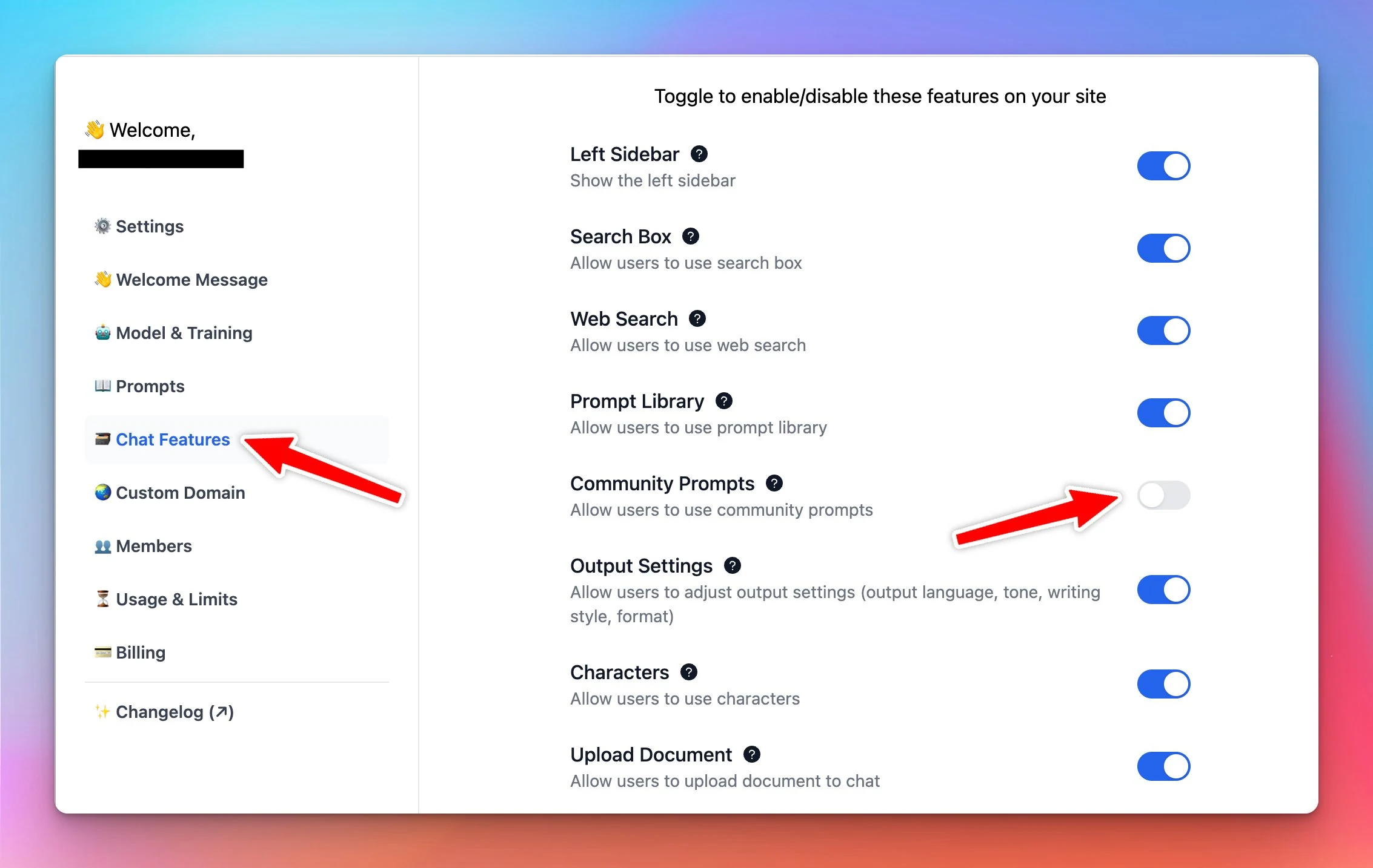 Turn off Community Prompt (screenshot 1 of 2)
