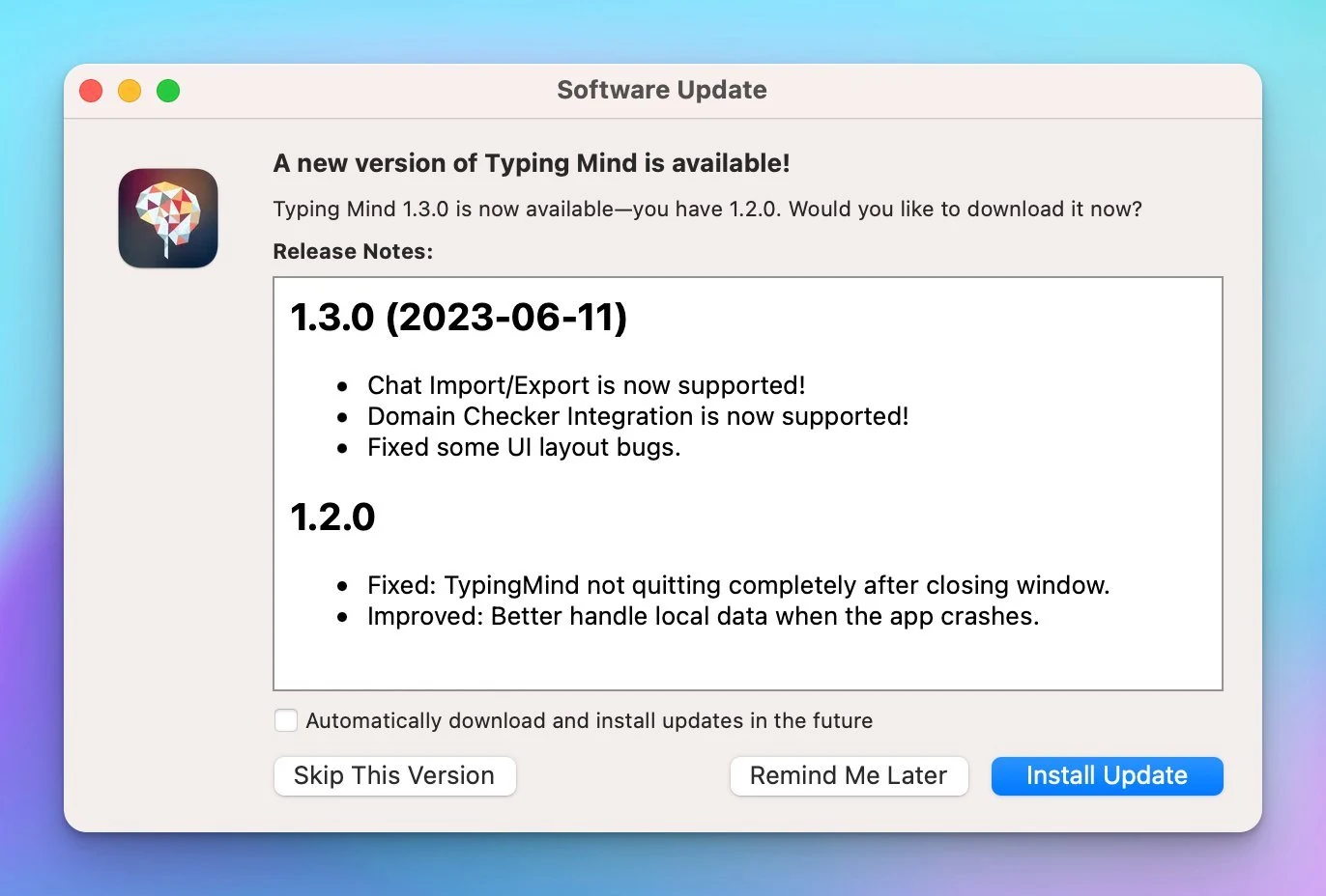 TypingMind MacOS app v1.3.0