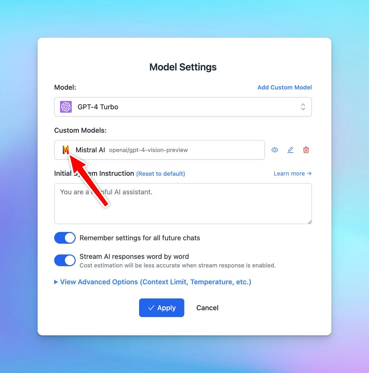 Add Icon for Custom model (screenshot 2 of 2)
