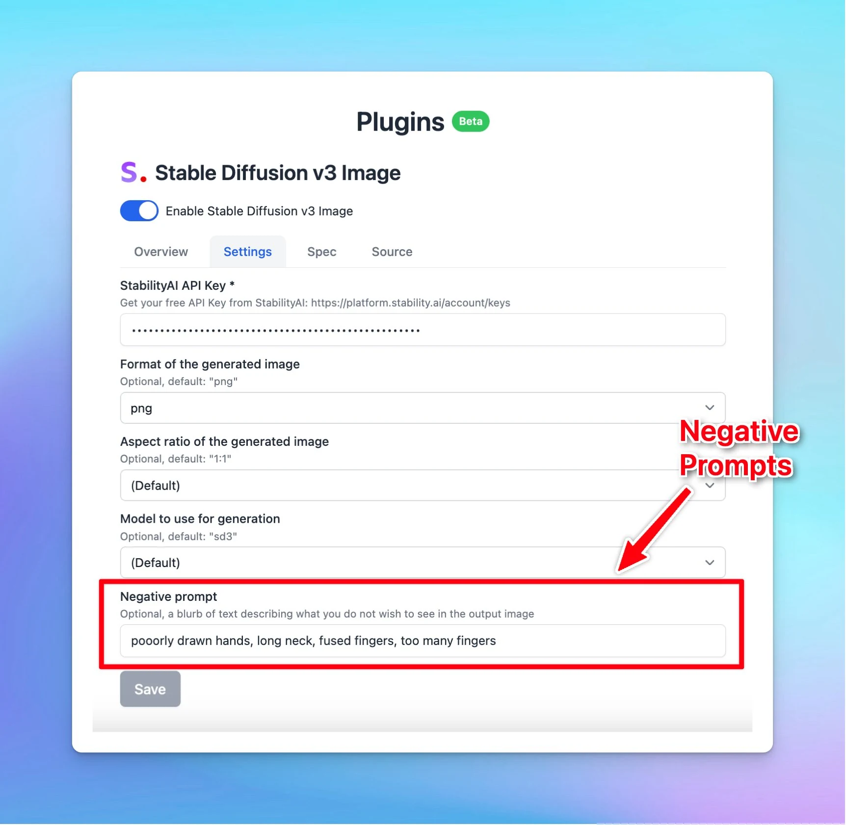 Added "Negative Prompts" for Stable Diffusion v3 Image!