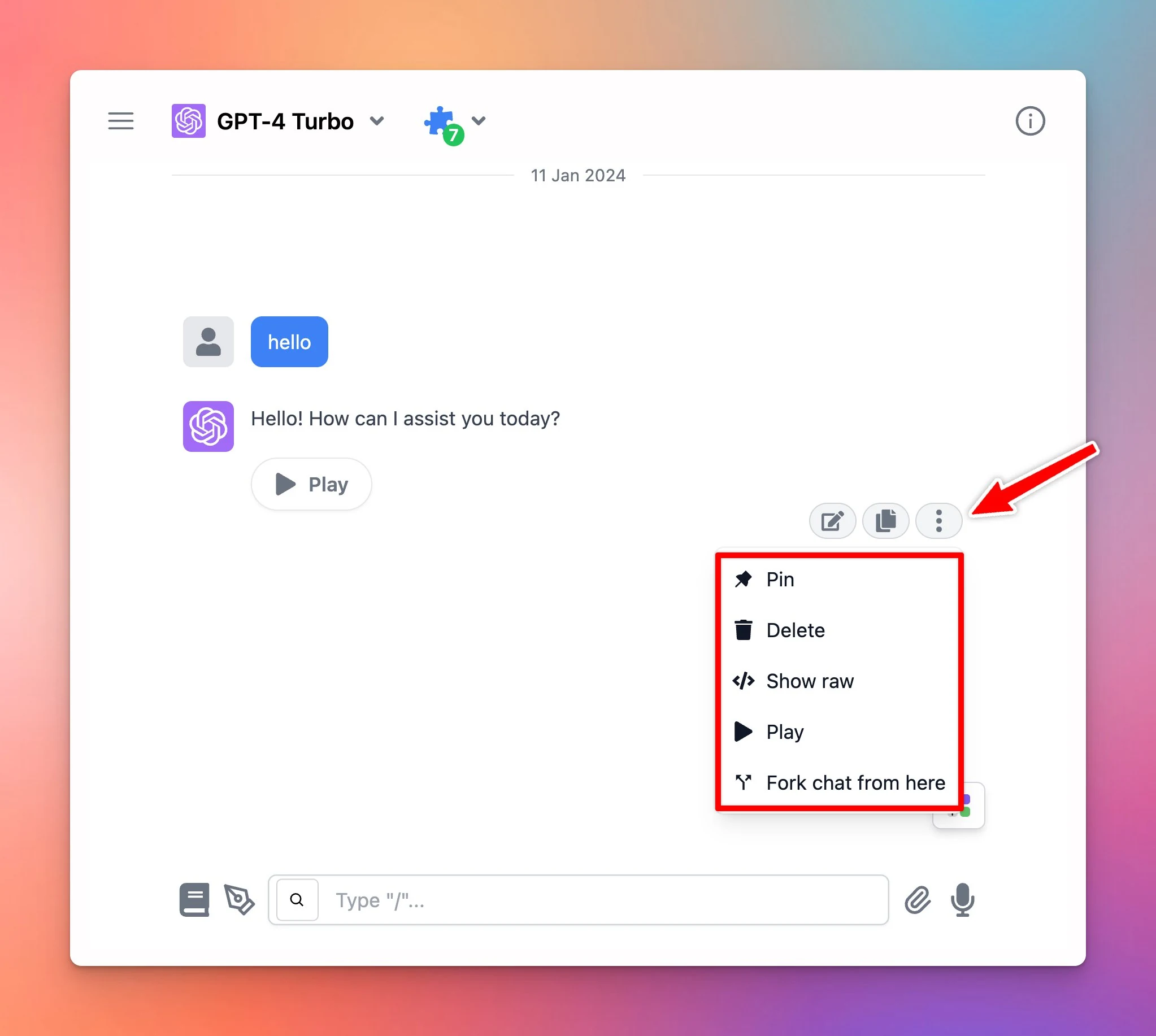 Control Message Actions (screenshot 2 of 2)