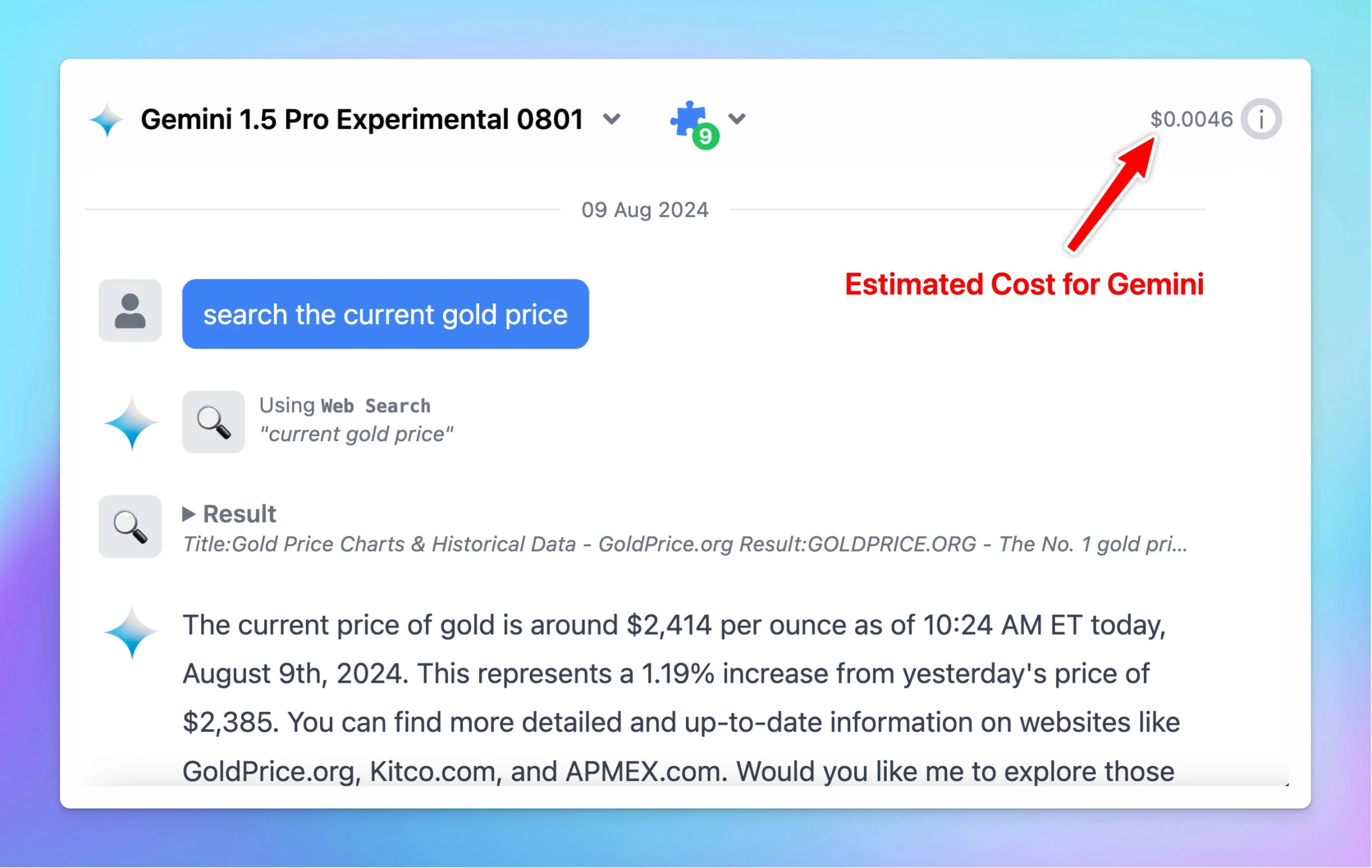 Cost estimation for Gemini