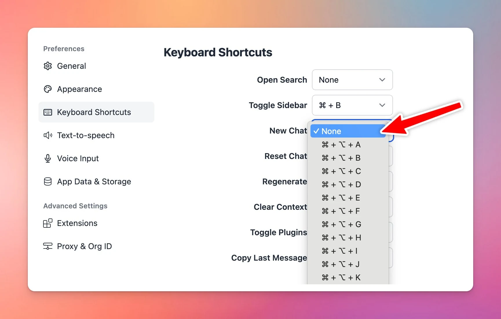 Deactivate single keyboard shortcut