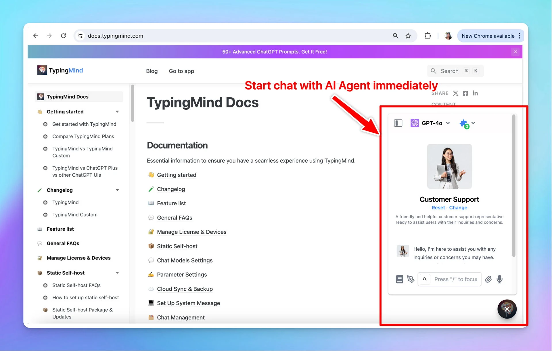 Embed specific AI Agent as chat widget (screenshot 2 of 2)