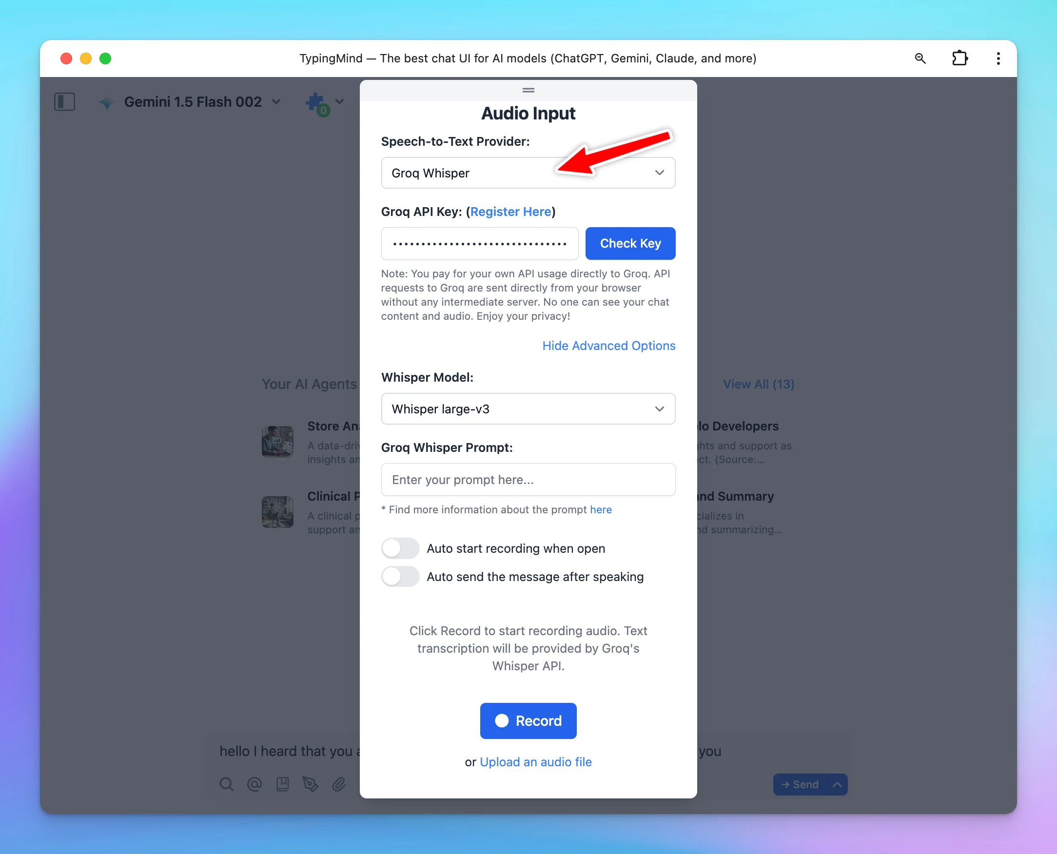 Groq Whisper for Speech-to-text
