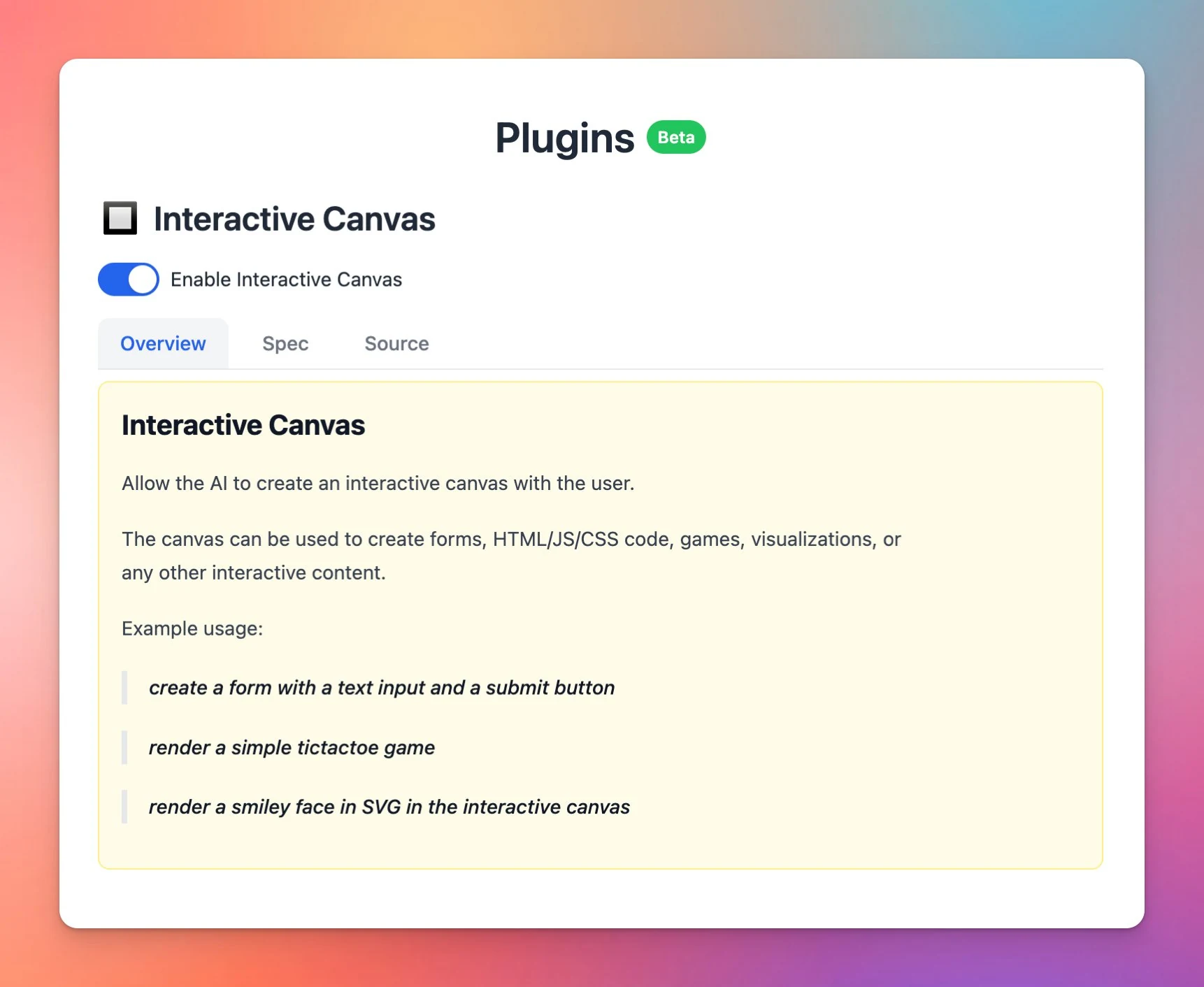 Interactive Canvas plugin (screenshot 1 of 2)