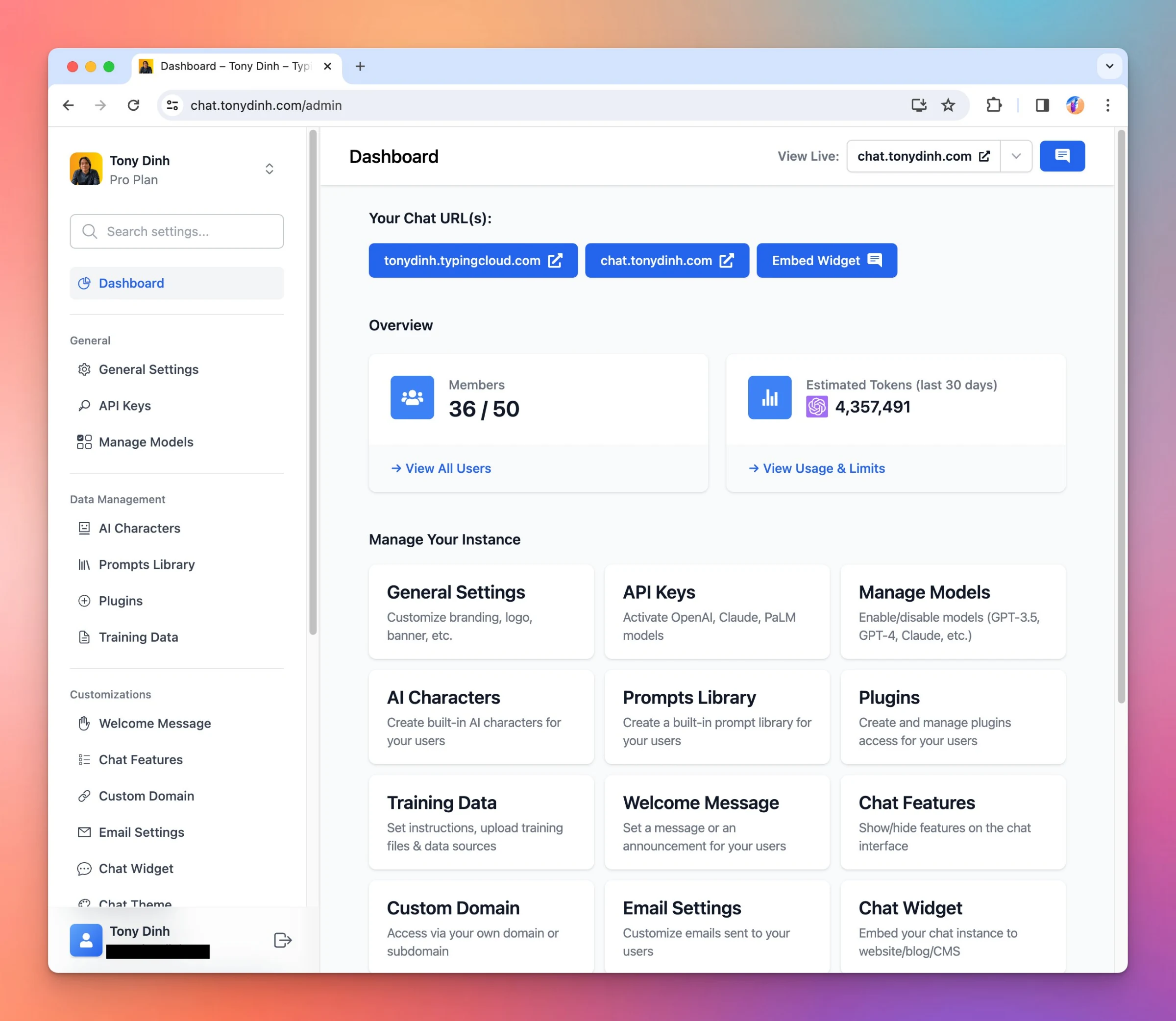 New dashboard UI