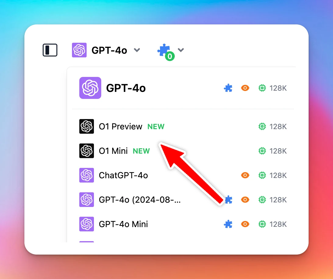 o1-preview and o1-mini are now available! (screenshot 1 of 2)
