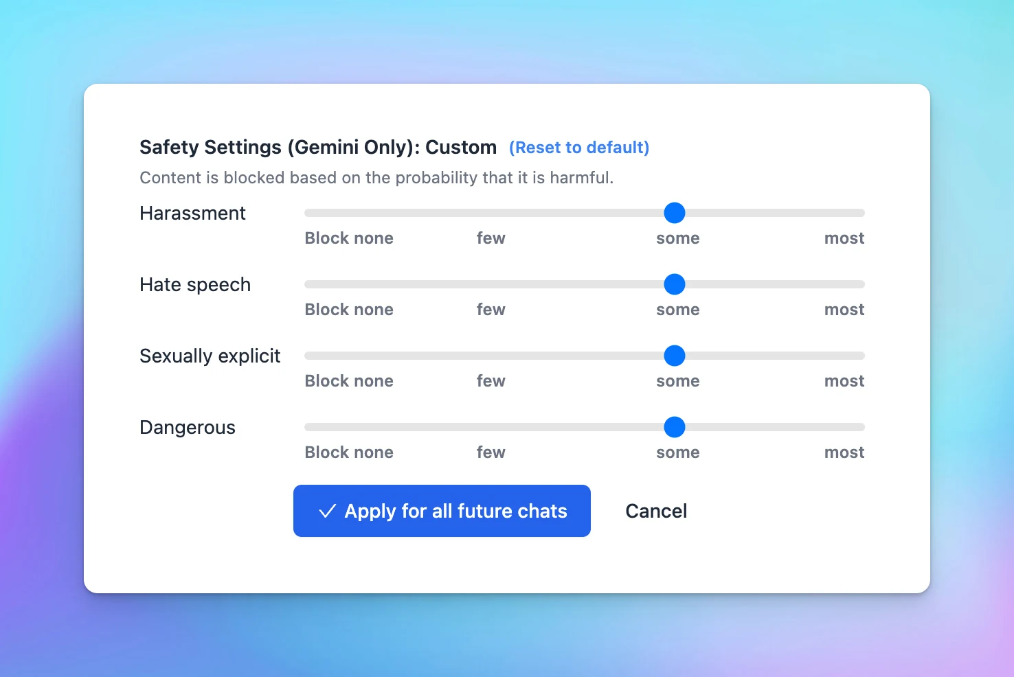Safety settings for Gemini models