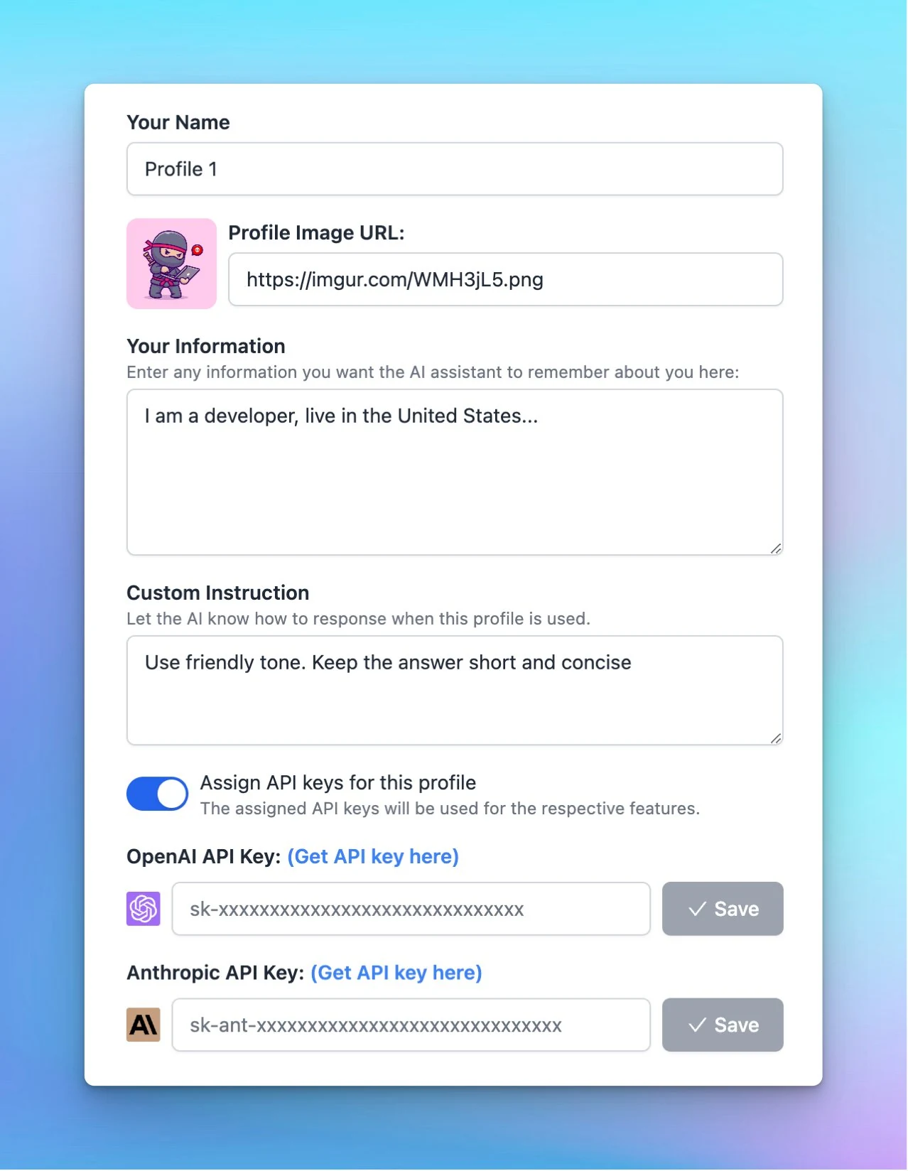 Set up Multiple Profiles (screenshot 2 of 2)