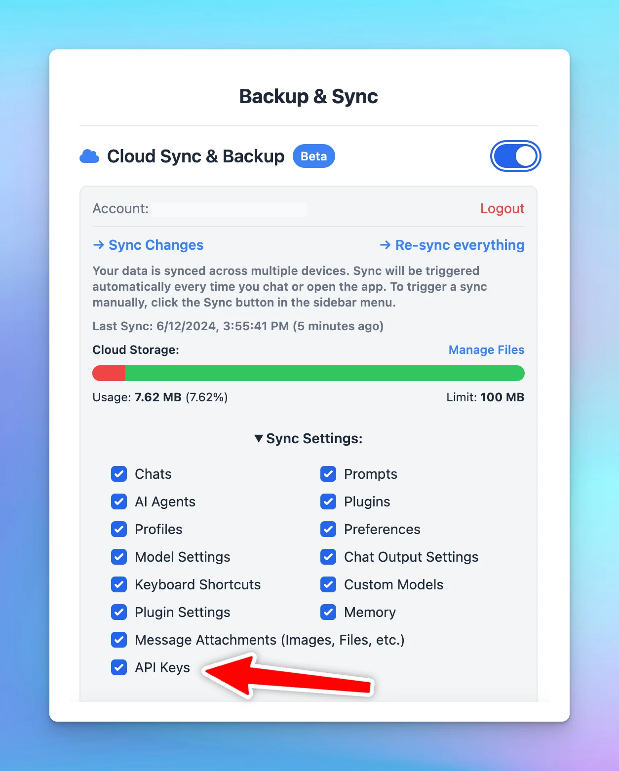Sync API keys