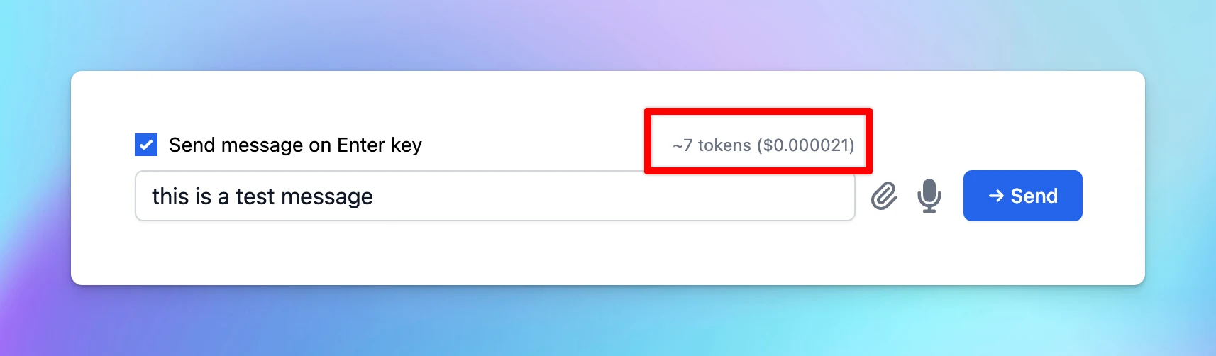 View cost estimate before sending message