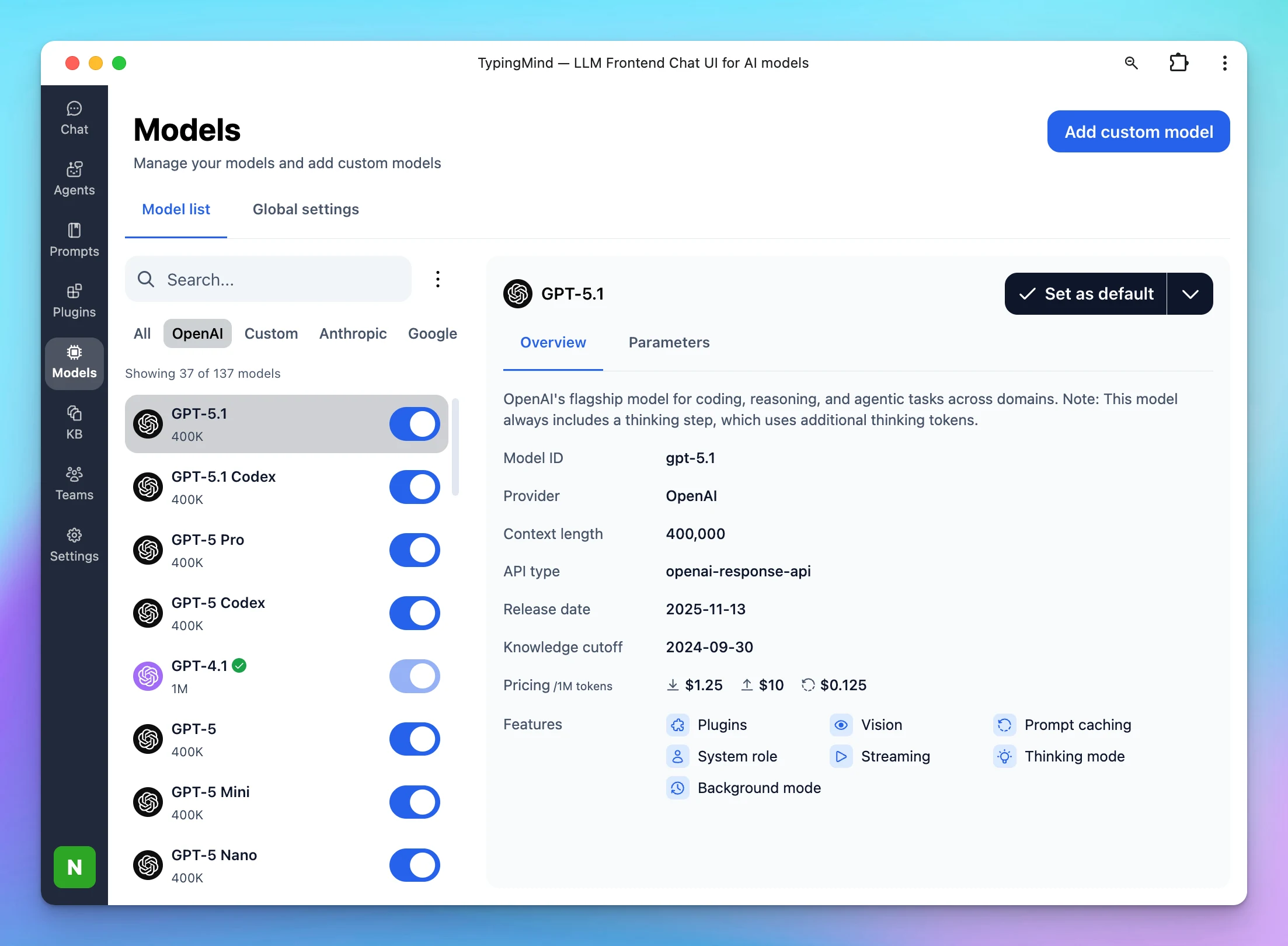 GPT-5.1 and GPT-5.1 Codex are available on TypingMind! (image 1)