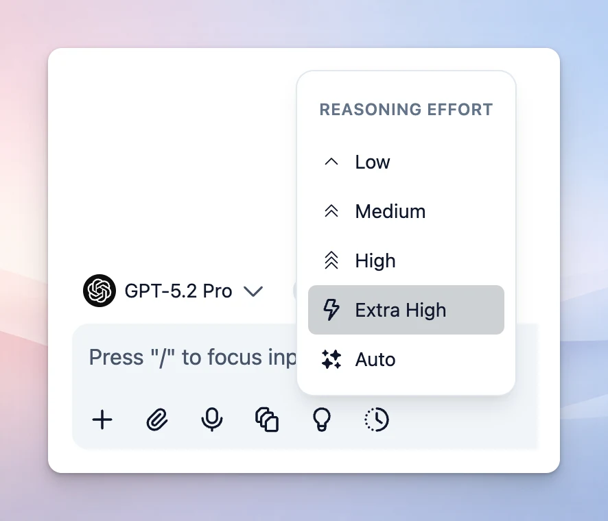 New reasoning effort option: Extra high (image 1)
