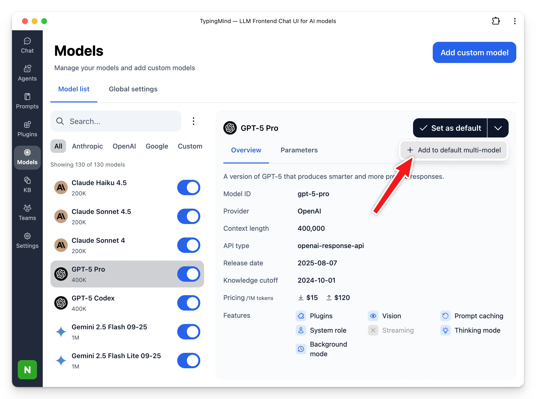 Set multiple models as default (image 1)