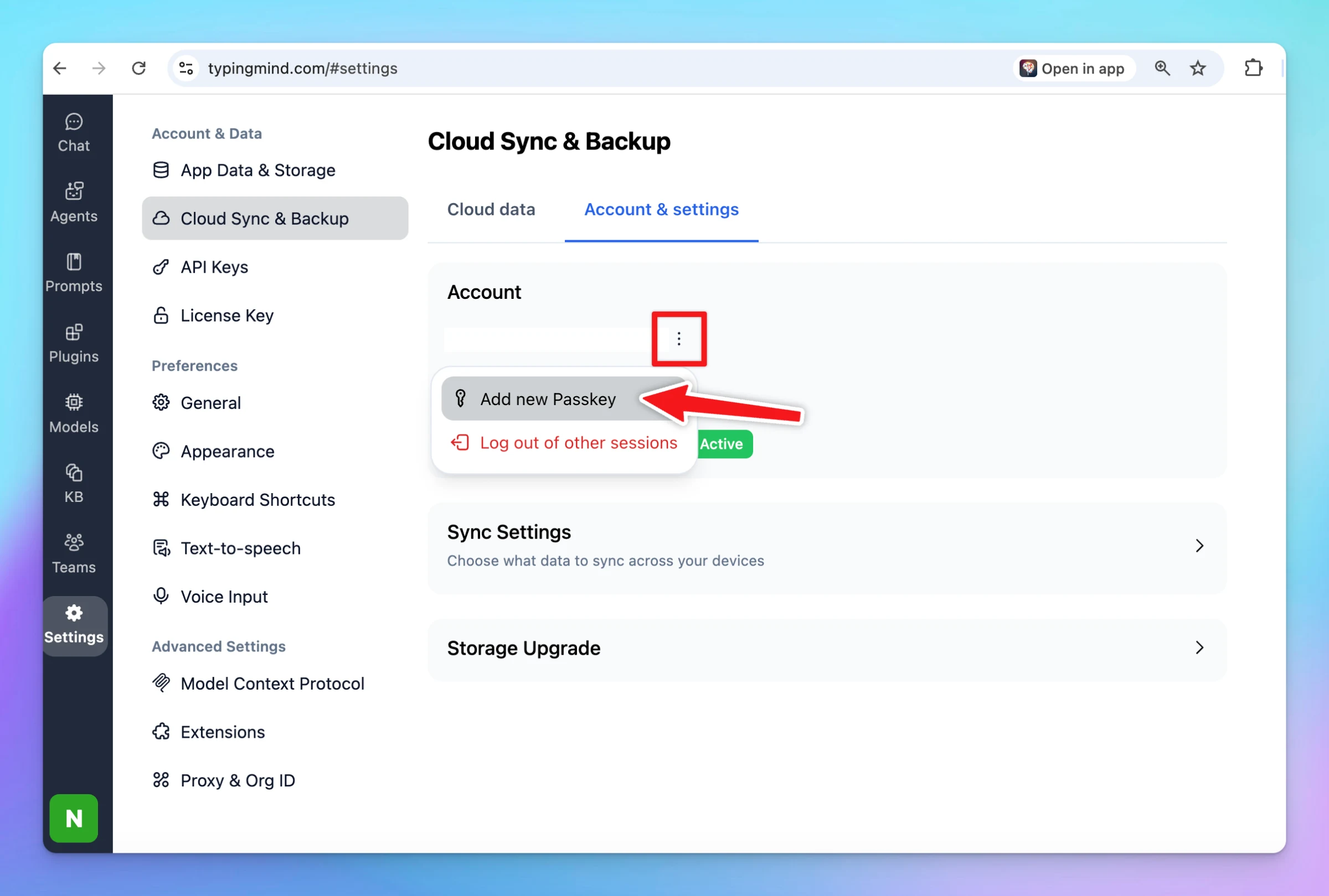 Sign in with a passkey for TypingCloud account (image 2)